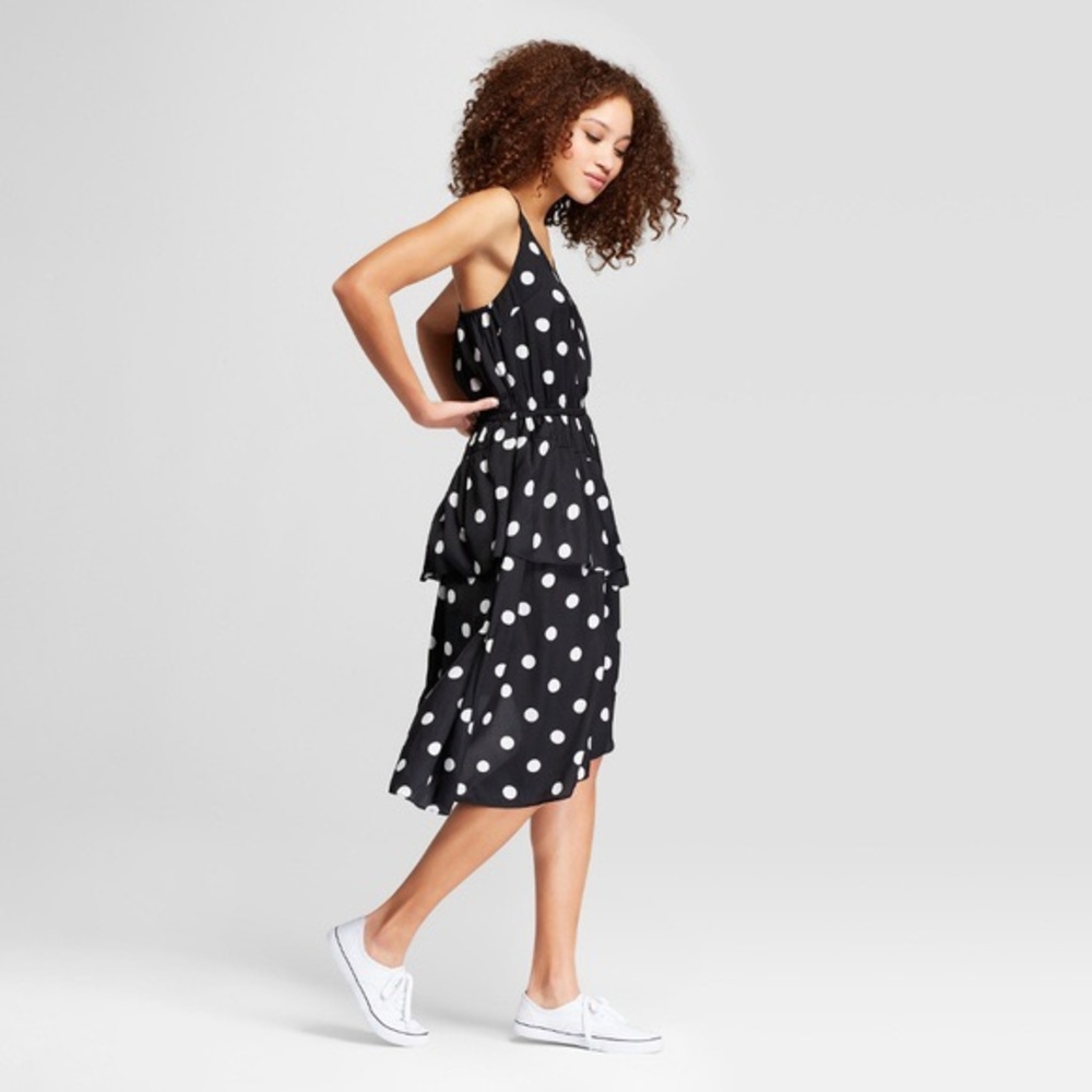 Polka Dot Sleeveless Ruffle Skirt Dress -A New Day
